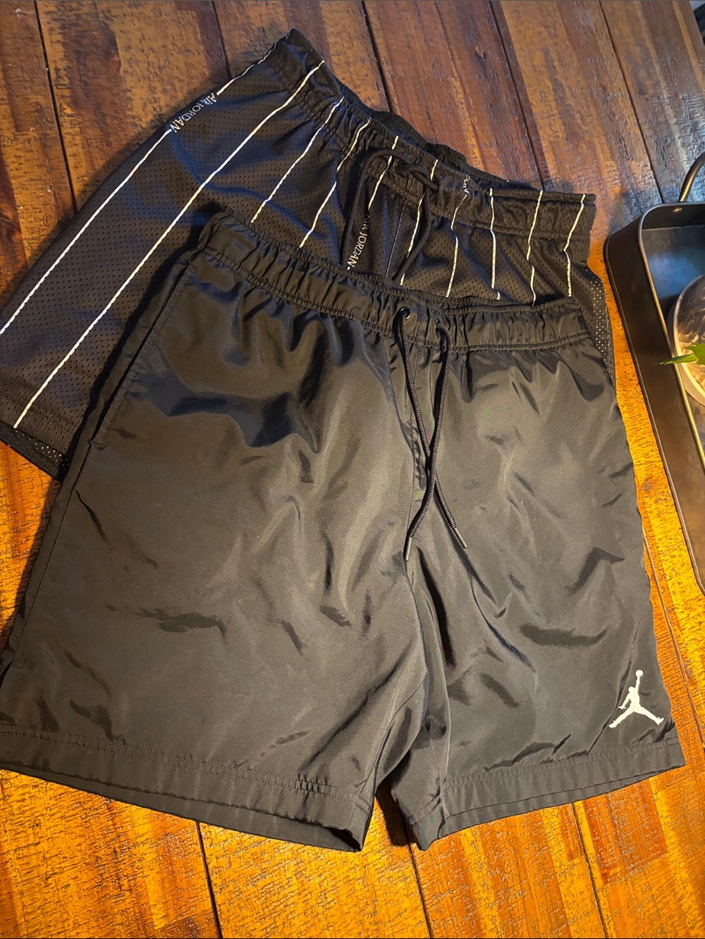 2 pair Jordan Black Men's Dual-Layer Athletic Shorts